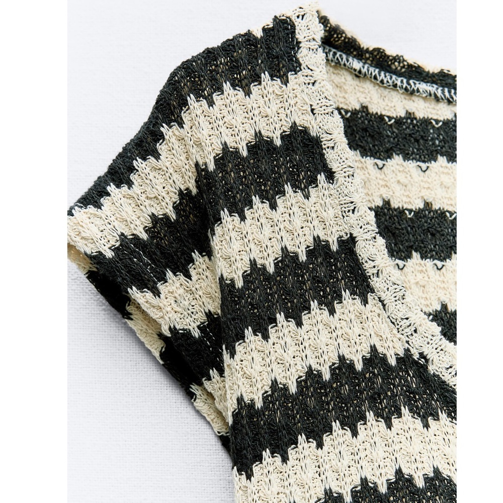 Zara STRIPED RUSTIC DRESS - Picture 5 of 7